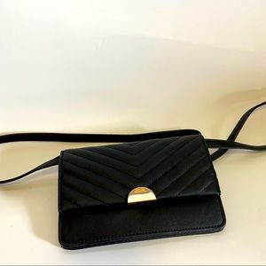 Small Black Crossbody Bag with Quilted Detail NWOT